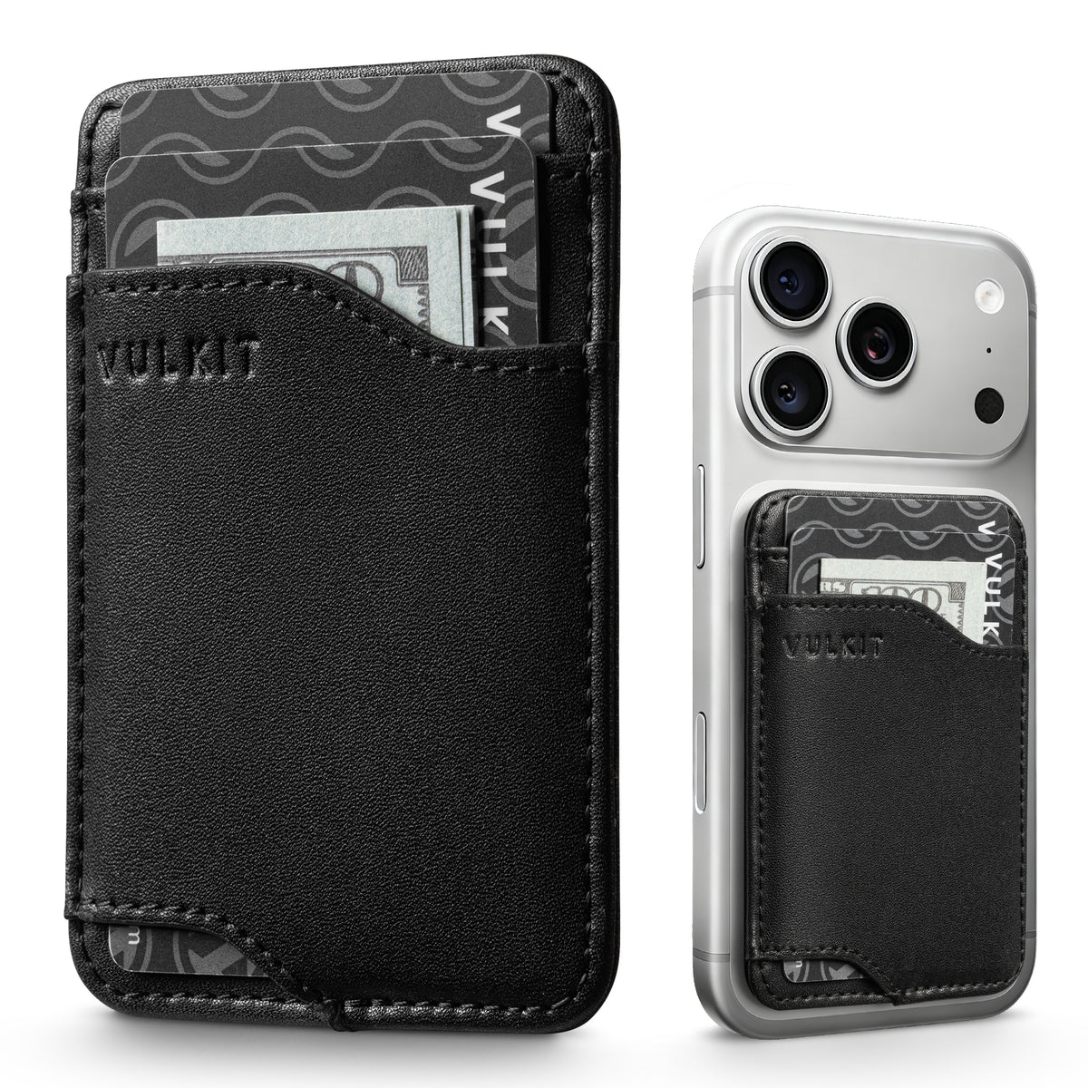 VPA118-Vulkit RFID Blocking PU Leather Stick-On Phone Card Holder, Adhesive Wallet for Cards & Cash