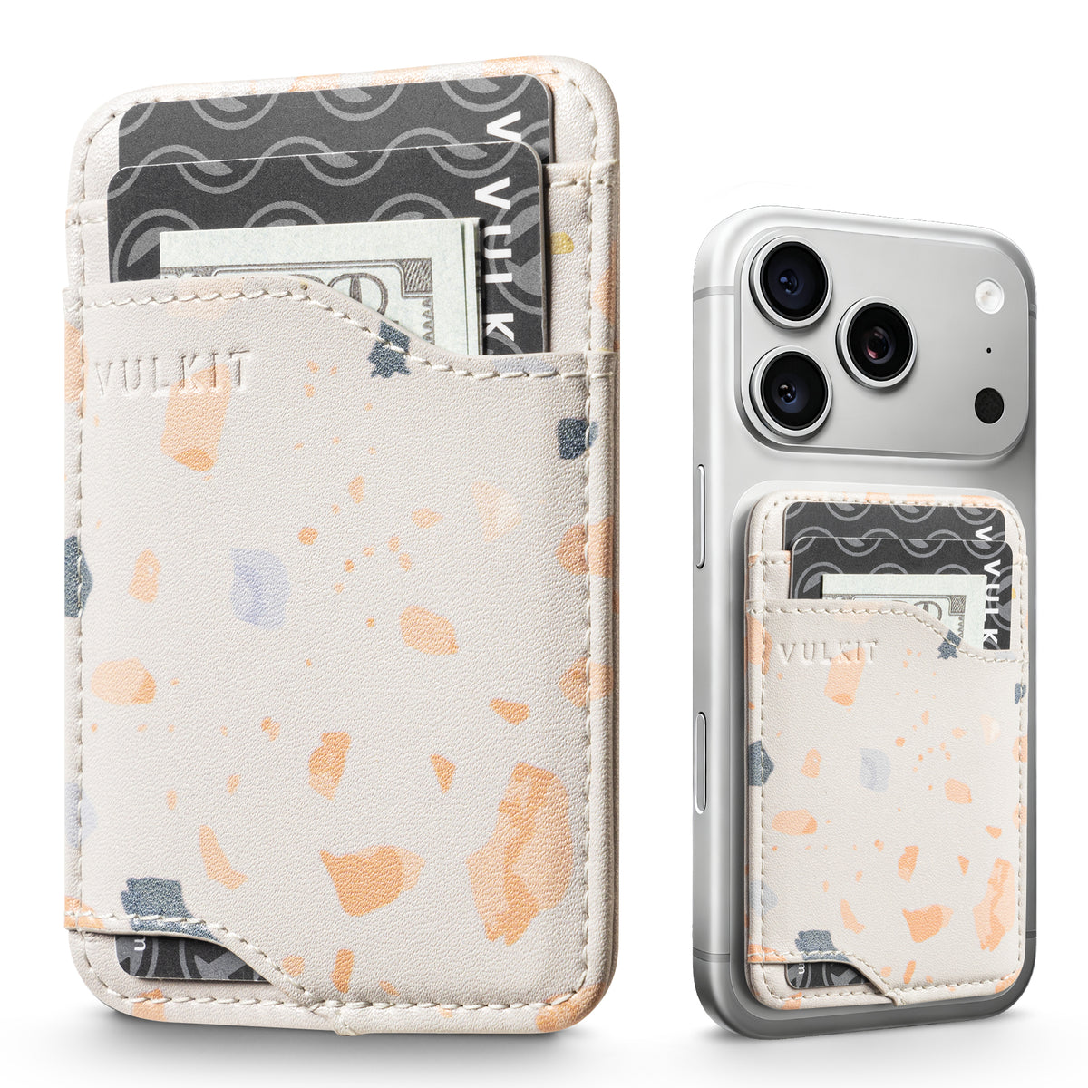 VPA118-Vulkit RFID Blocking PU Leather Stick-On Phone Card Holder, Adhesive Wallet for Cards & Cash