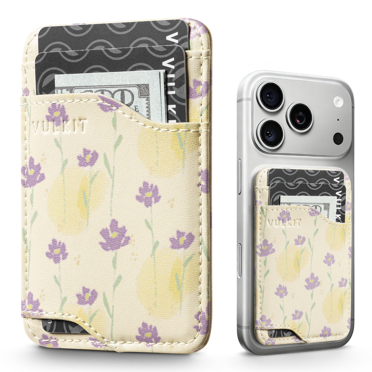 VPA118-Vulkit RFID Blocking PU Leather Stick-On Phone Card Holder, Adhesive Wallet for Cards & Cash