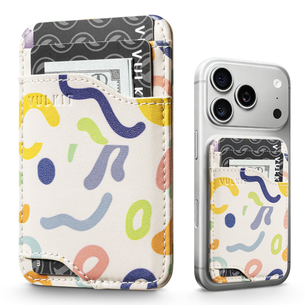 VPA118-Vulkit RFID Blocking PU Leather Stick-On Phone Card Holder, Adhesive Wallet for Cards & Cash