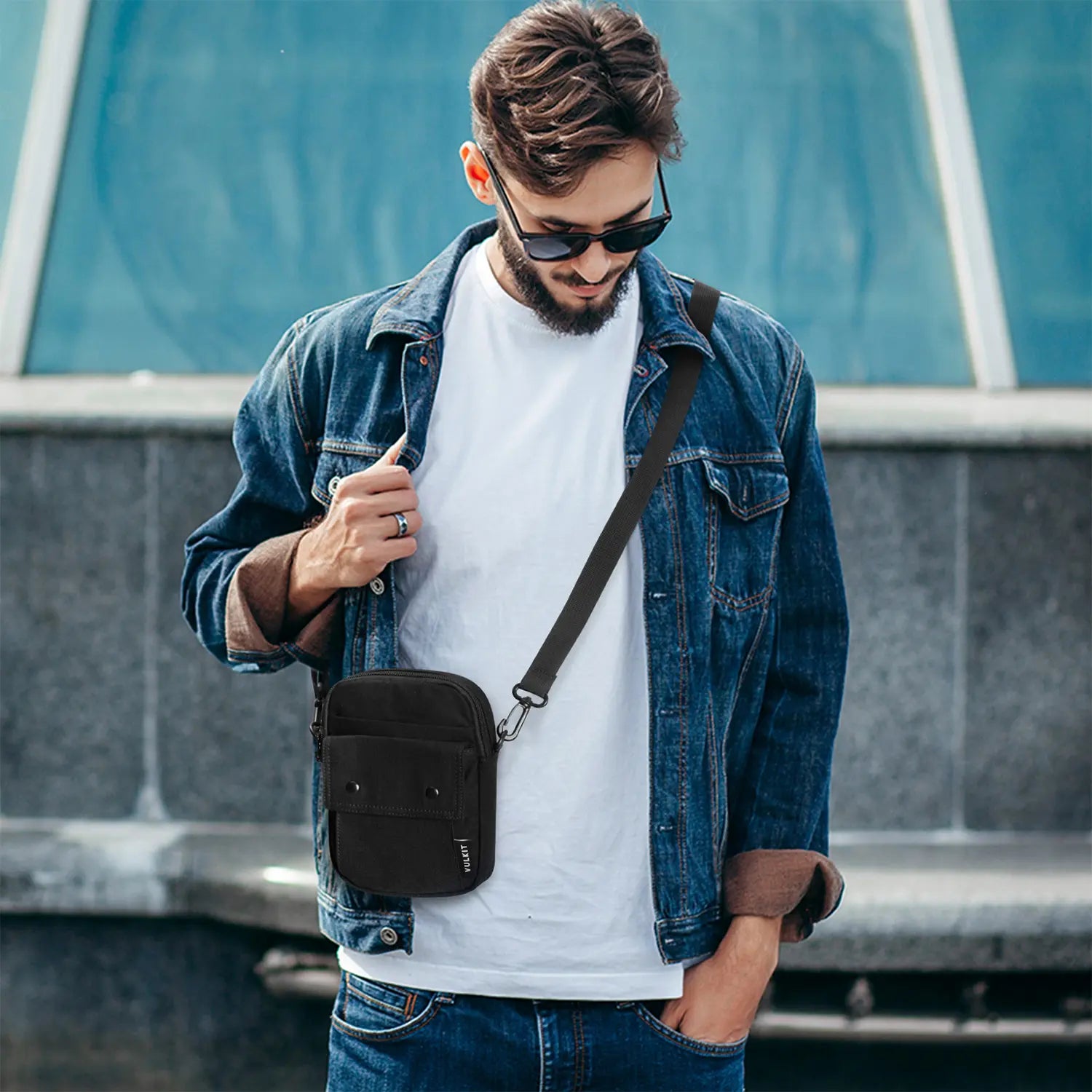 VB102 -RFID Blocking Phone Bag Purse Mini Messenger Bag with Adjustable Strap