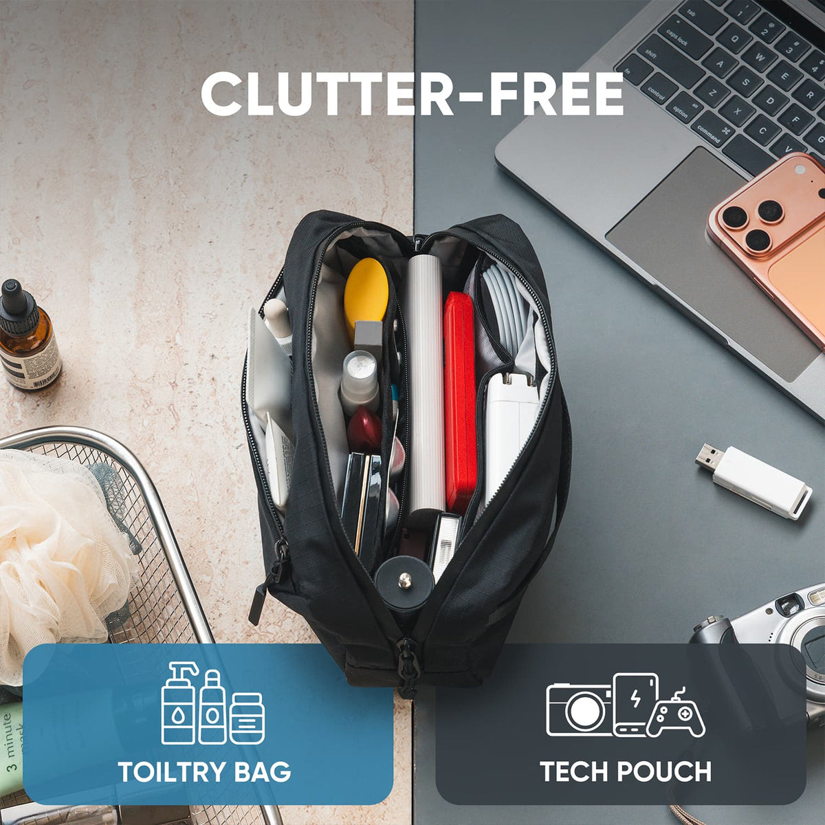 VB117 - Electronic Organizer Bag, Water Resistant & Scratch Resistant, Tech Pouch Storage Bag, Travel Essentials