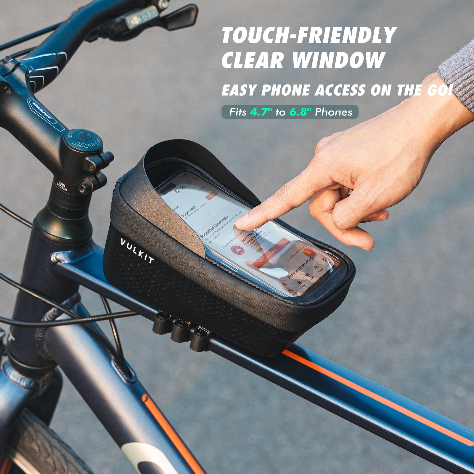 VBB100 - Bike Frame Bag with Touchscreen Phone Holder, Waterproof Cycling Pouch for Road and Mountain Bikes