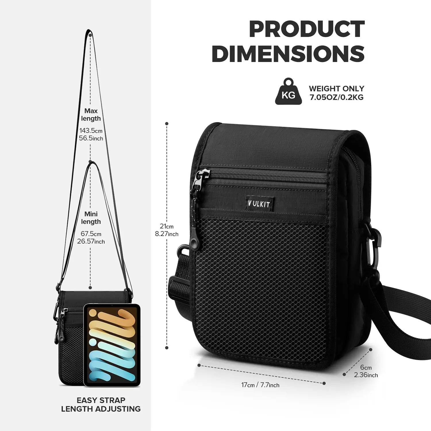 VB104 - Lightweight Small Messenger Bag with Adjustable Strap