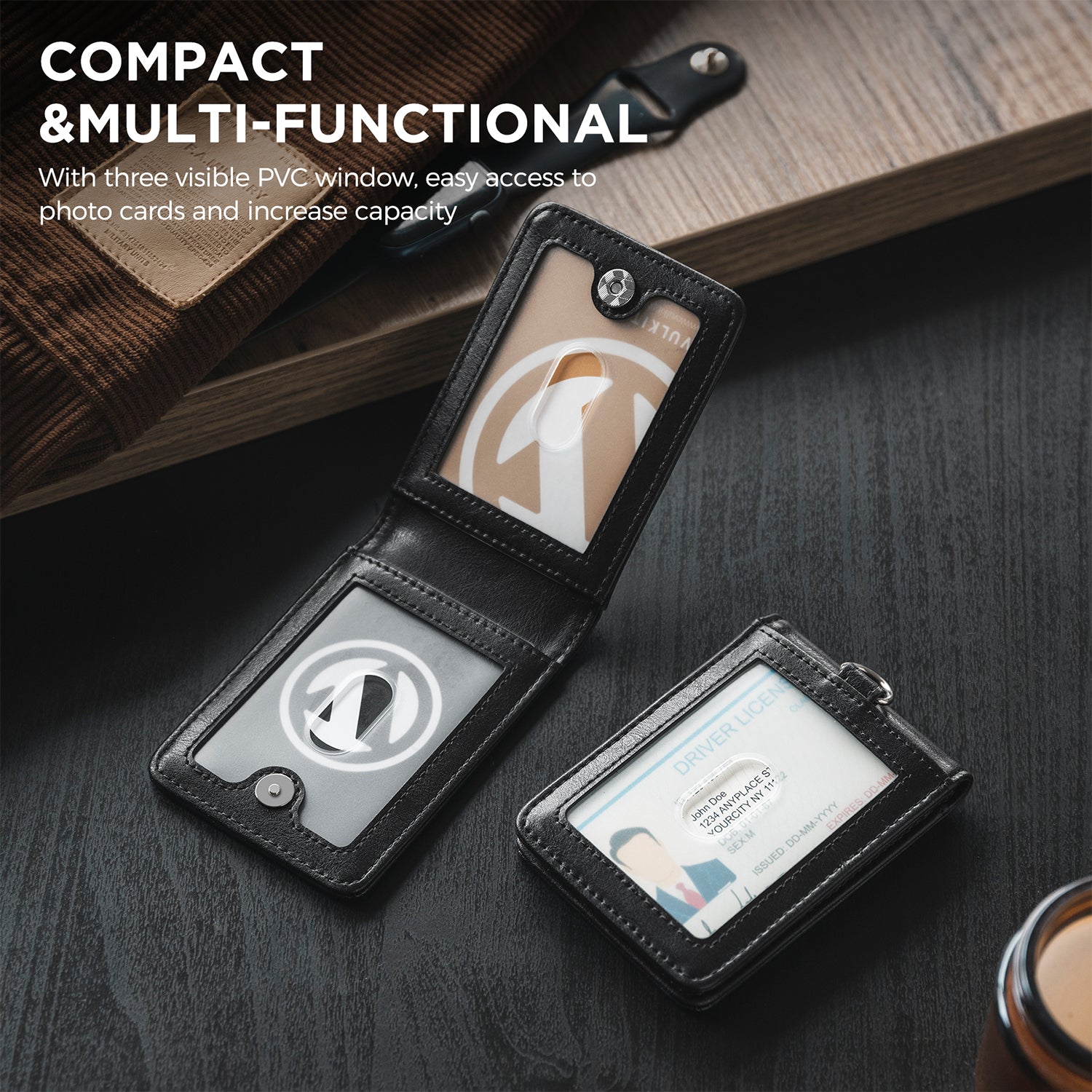 VBH101 - Leather Card Holder Bus Train ID Travel Card Holder/Driving Lisence Minimalist Wallet ID Badge Credit Card Holder