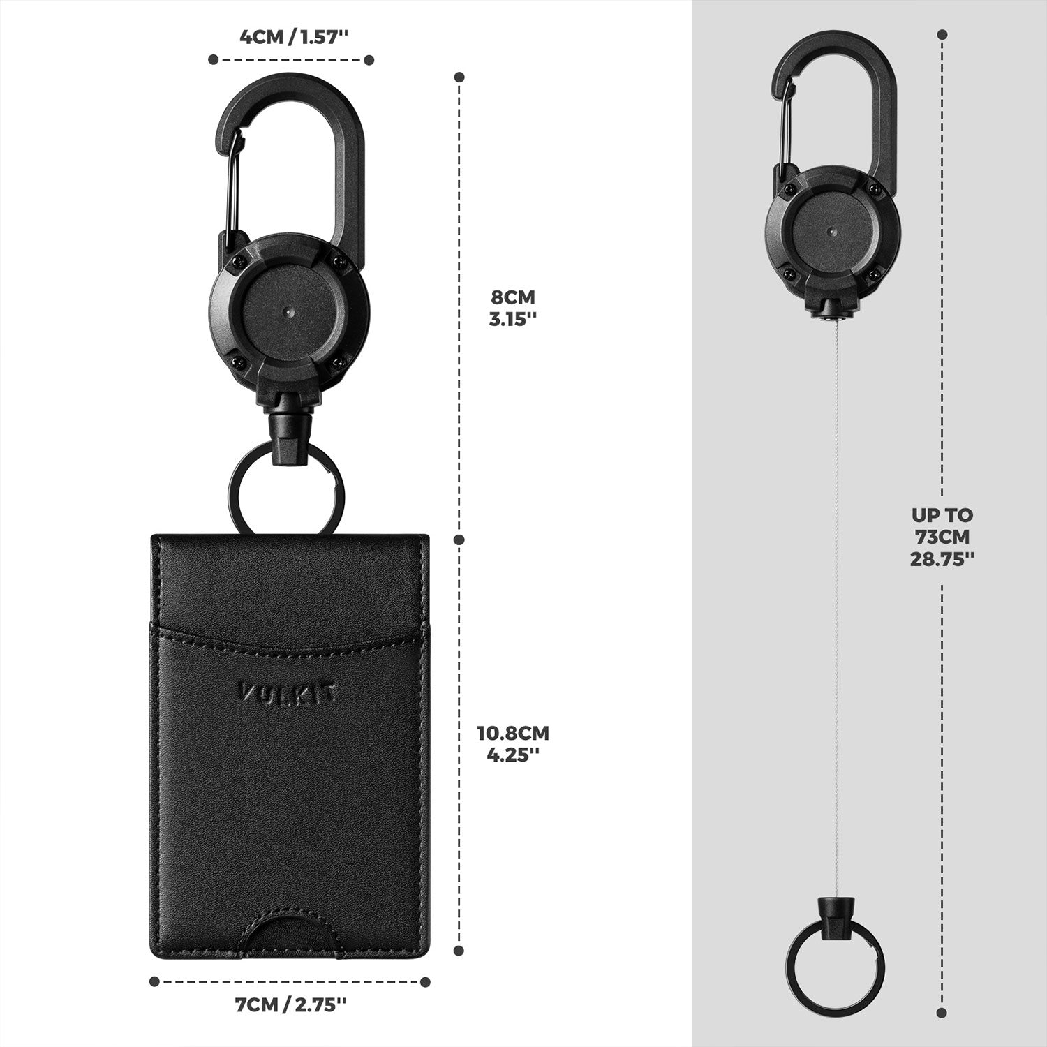 VBH102-Leather Bifold Badge Holder Wallet with Retractable Clip