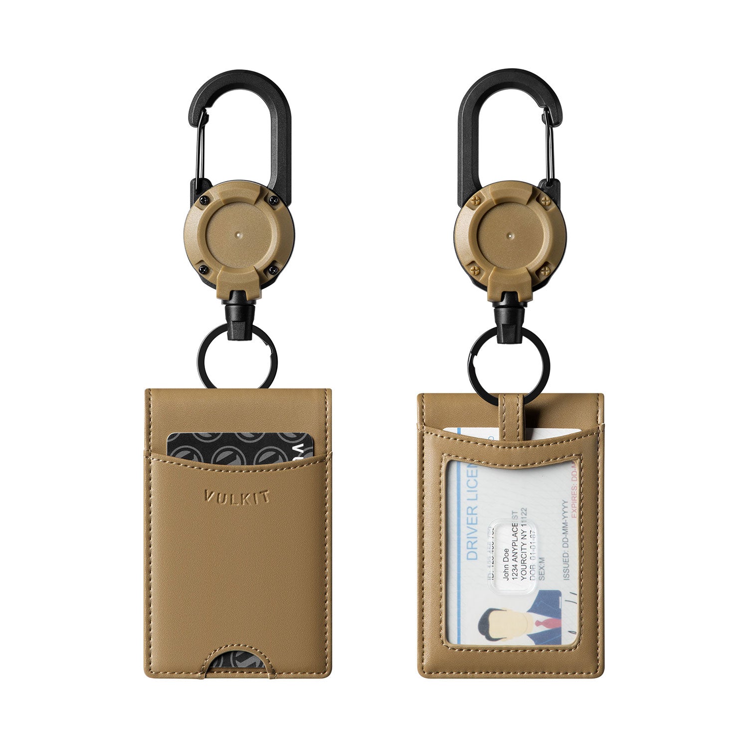 VBH102-Leather Bifold Badge Holder Wallet with Retractable Clip