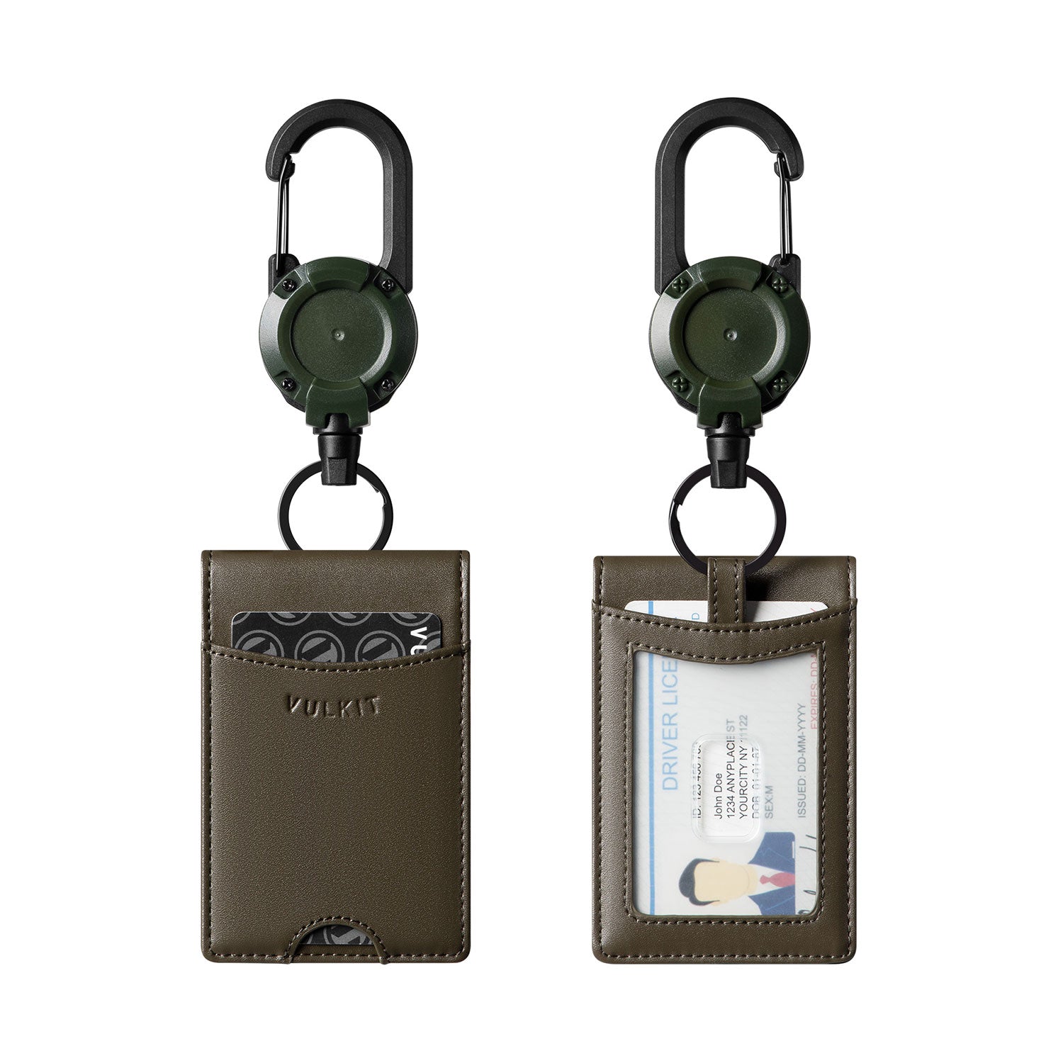 VBH102-Leather Bifold Badge Holder Wallet with Retractable Clip