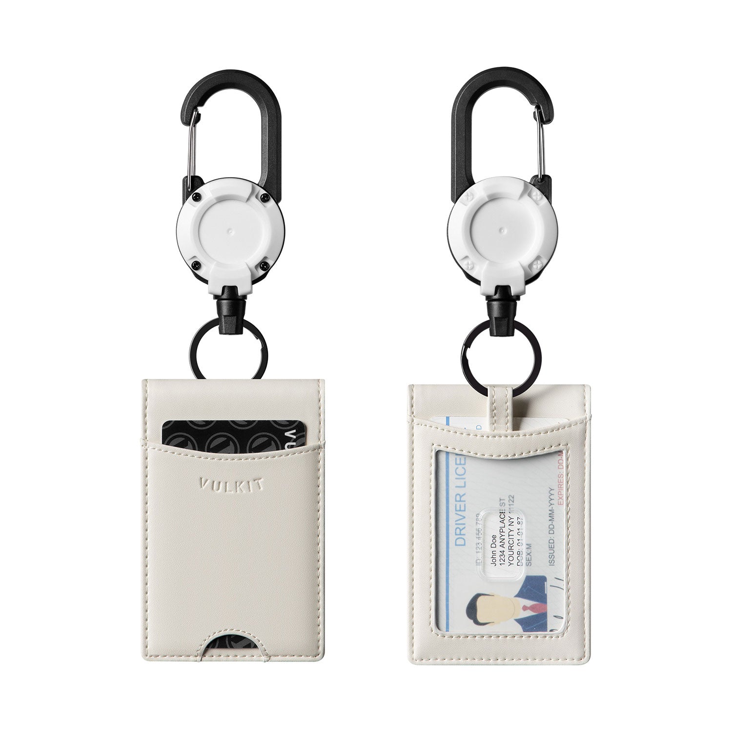 VBH102-Leather Bifold Badge Holder Wallet with Retractable Clip