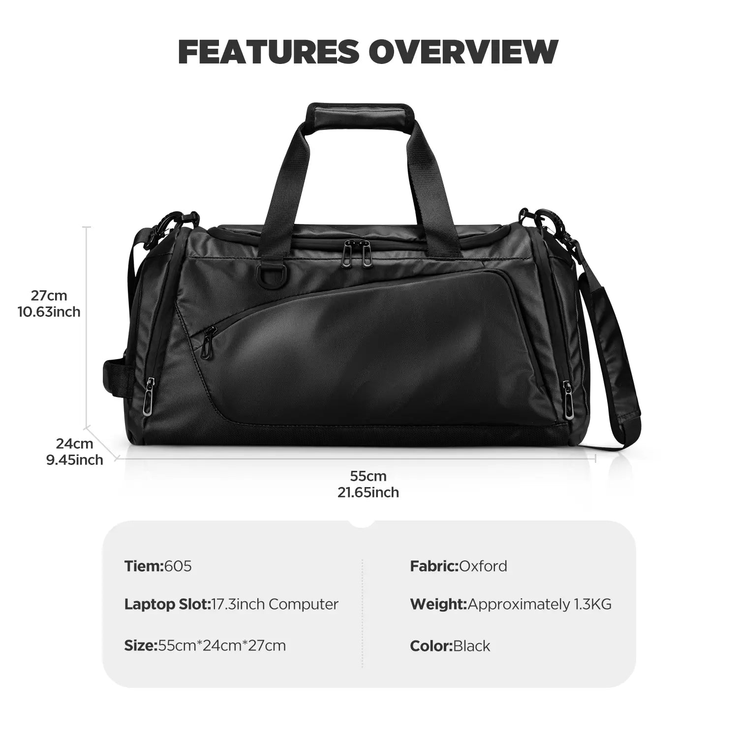 VBP102 - 3-in-1 Travel Garment Backpack, 55L Expandable, USB Charging, Water-Resistant