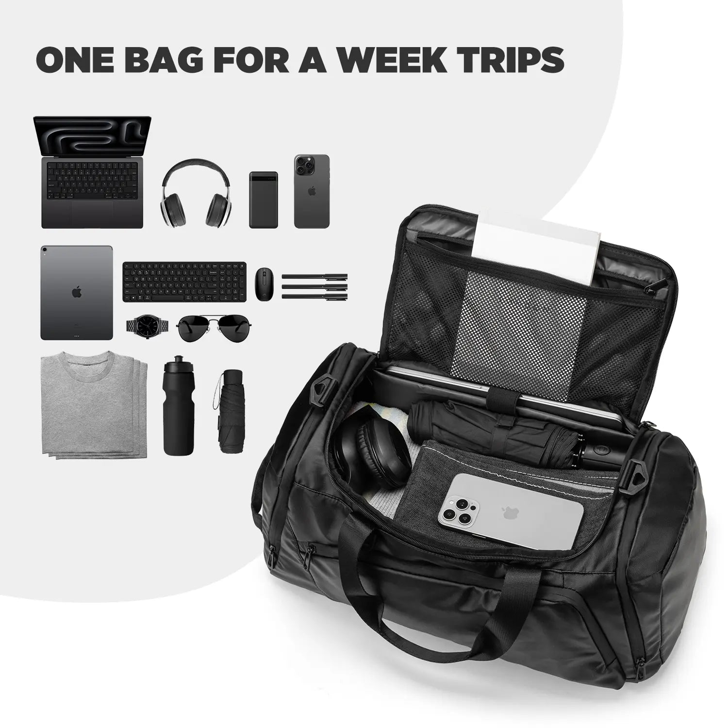 VBP102 - 3-in-1 Travel Garment Backpack, 55L Expandable, USB Charging, Water-Resistant