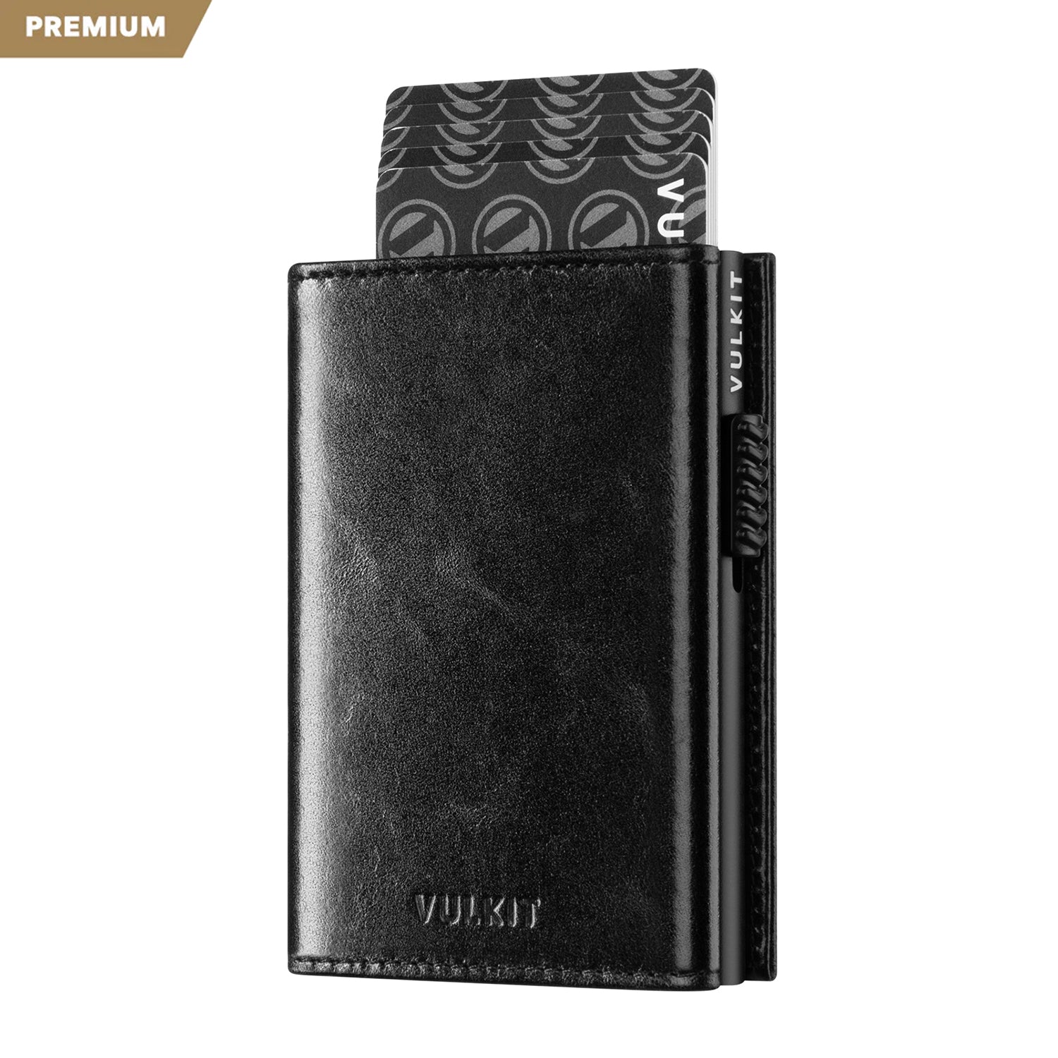 VC302P- Genuine Leather, Side Slider Mechanism, Back Zipper Slot, Magnetic Strip Closure Tri-fold Wallet
