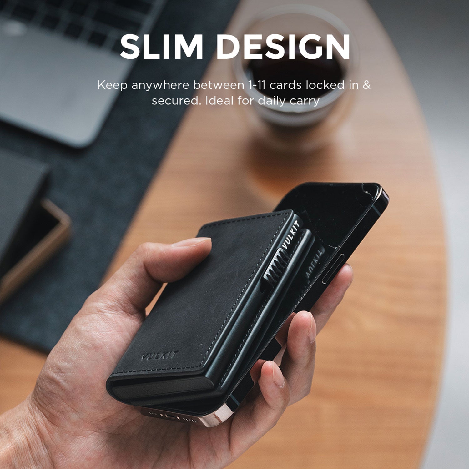 VC305P - Slim Leather Pop-Up Card Holder Wallet , RFID Blocking, Holds 11 Cards & Cash