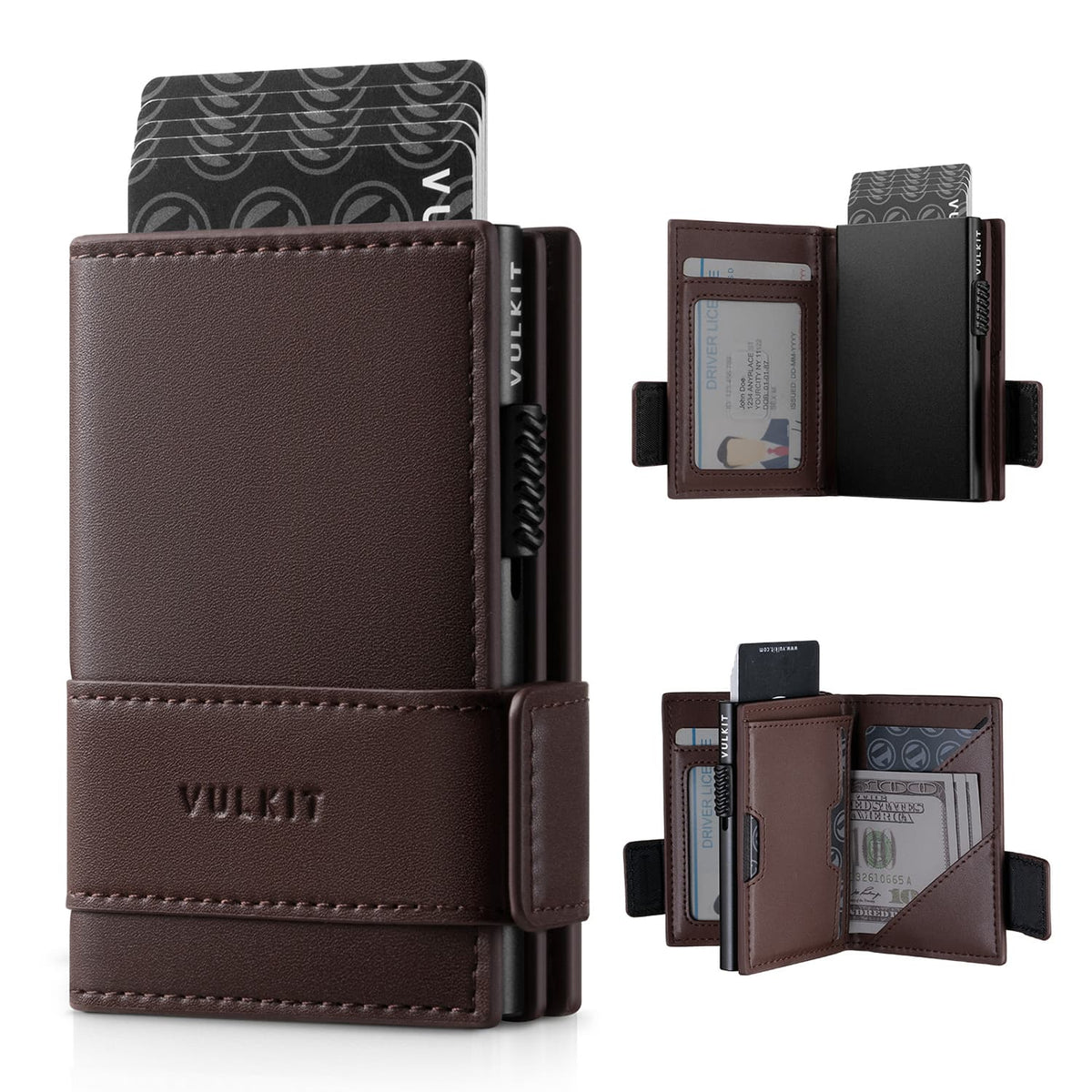 VC317 RFID Blocking Leather Bifold Wallet For Men, Id Window & Zipper Coin Pocket