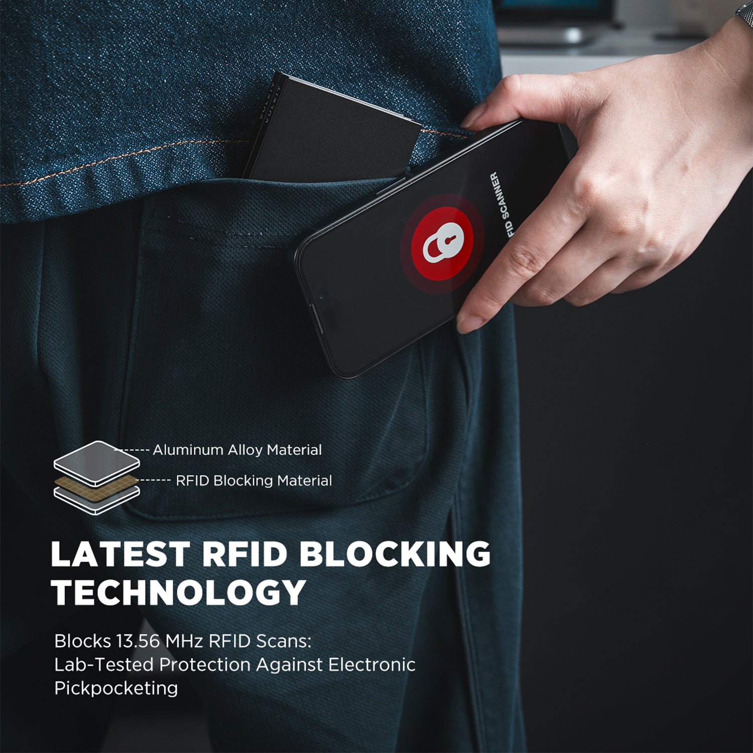 VC400D - Double Pop Up Card Holder, RFID Blocking, Slim Metal Case for 12 to 14 Cards