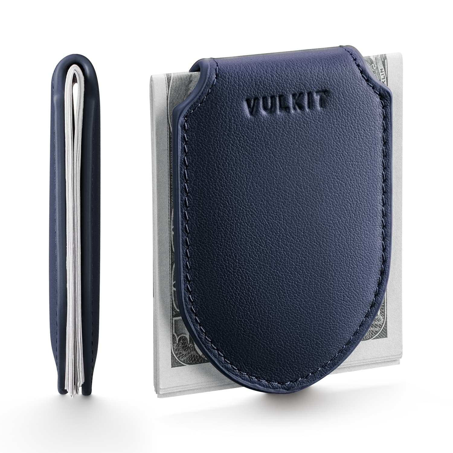 VMC103P - Genuine Leather Magnetic Money Clip, Minimalist Design, Holds Up to 20 Cash