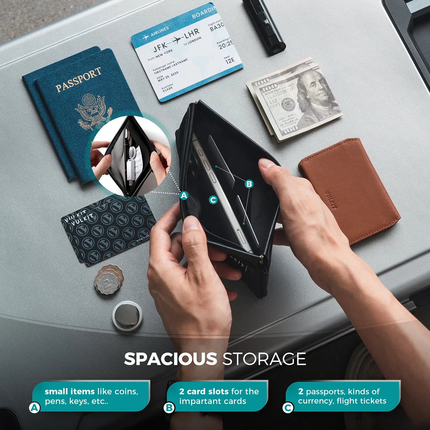 VPW122 - Passport Pouch Travel Wallet RFID Blocking