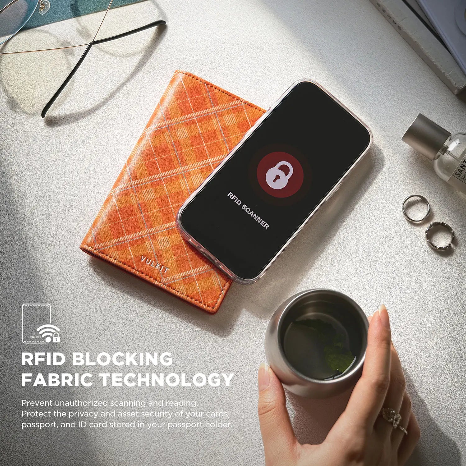 VPW123 - RFID Blocking Plaid Passport Holder
