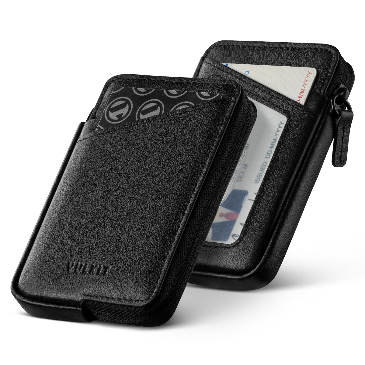 VW113 - Slim RFID Blocking Leather Card Holder Wallet, Holds 10+ Cards & Folded Cash