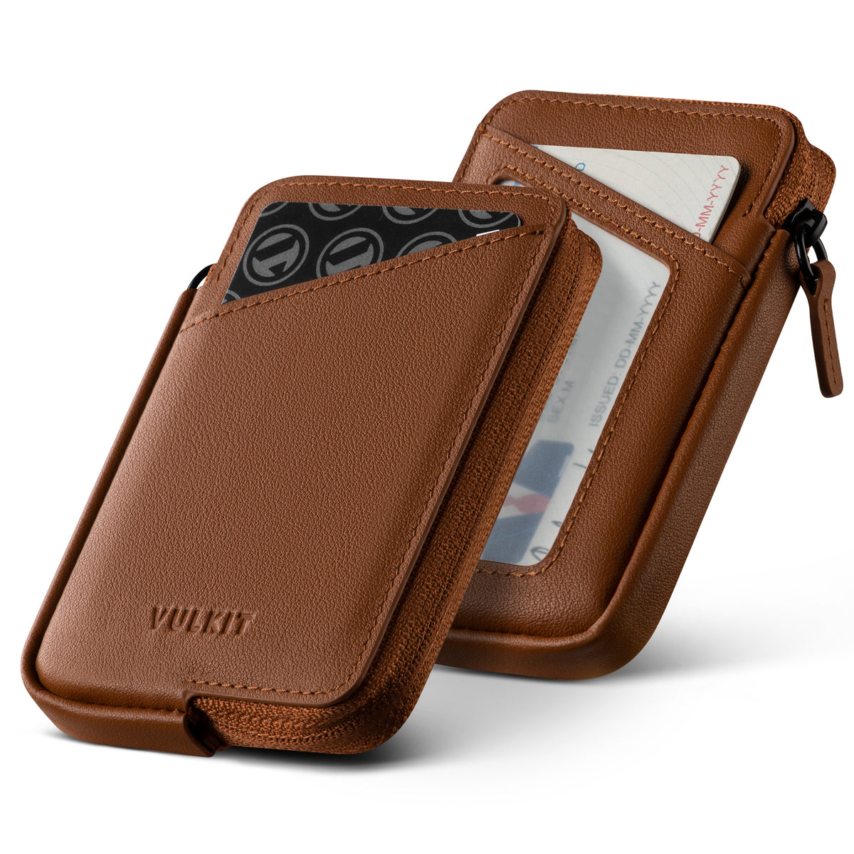 VW113 - Slim RFID Blocking Leather Card Holder Wallet, Holds 10+ Cards & Folded Cash