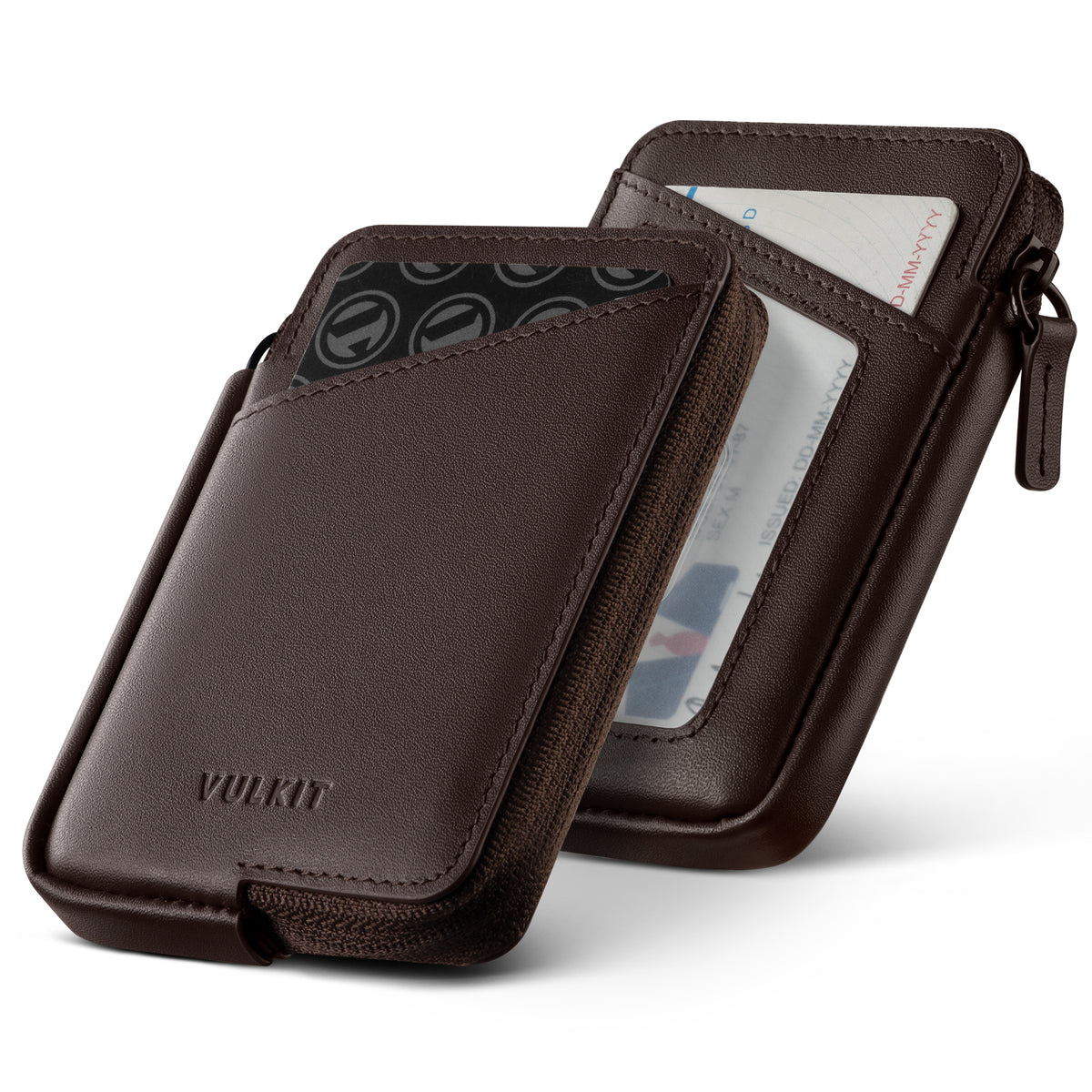 VW113 - Slim RFID Blocking Leather Card Holder Wallet, Holds 10+ Cards & Folded Cash