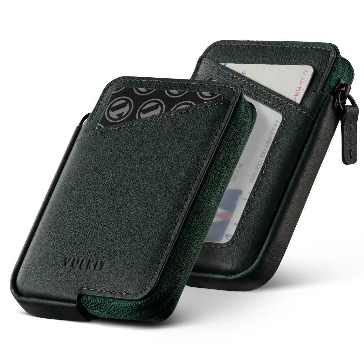 VW113 - Slim RFID Blocking Leather Card Holder Wallet, Holds 10+ Cards & Folded Cash