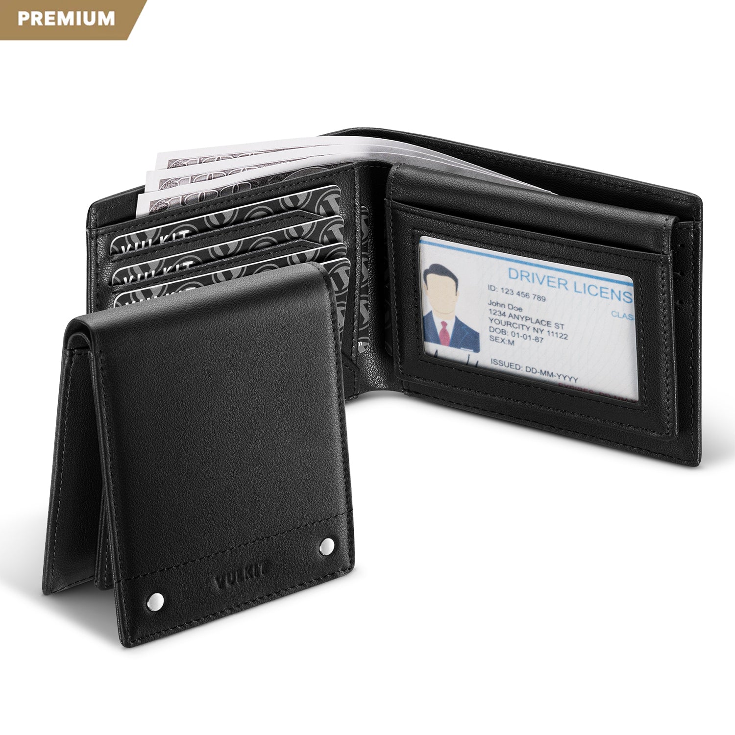 VW119P - Ultra-thin RFID Blocking Genuine Leather Bi-fold Wallet