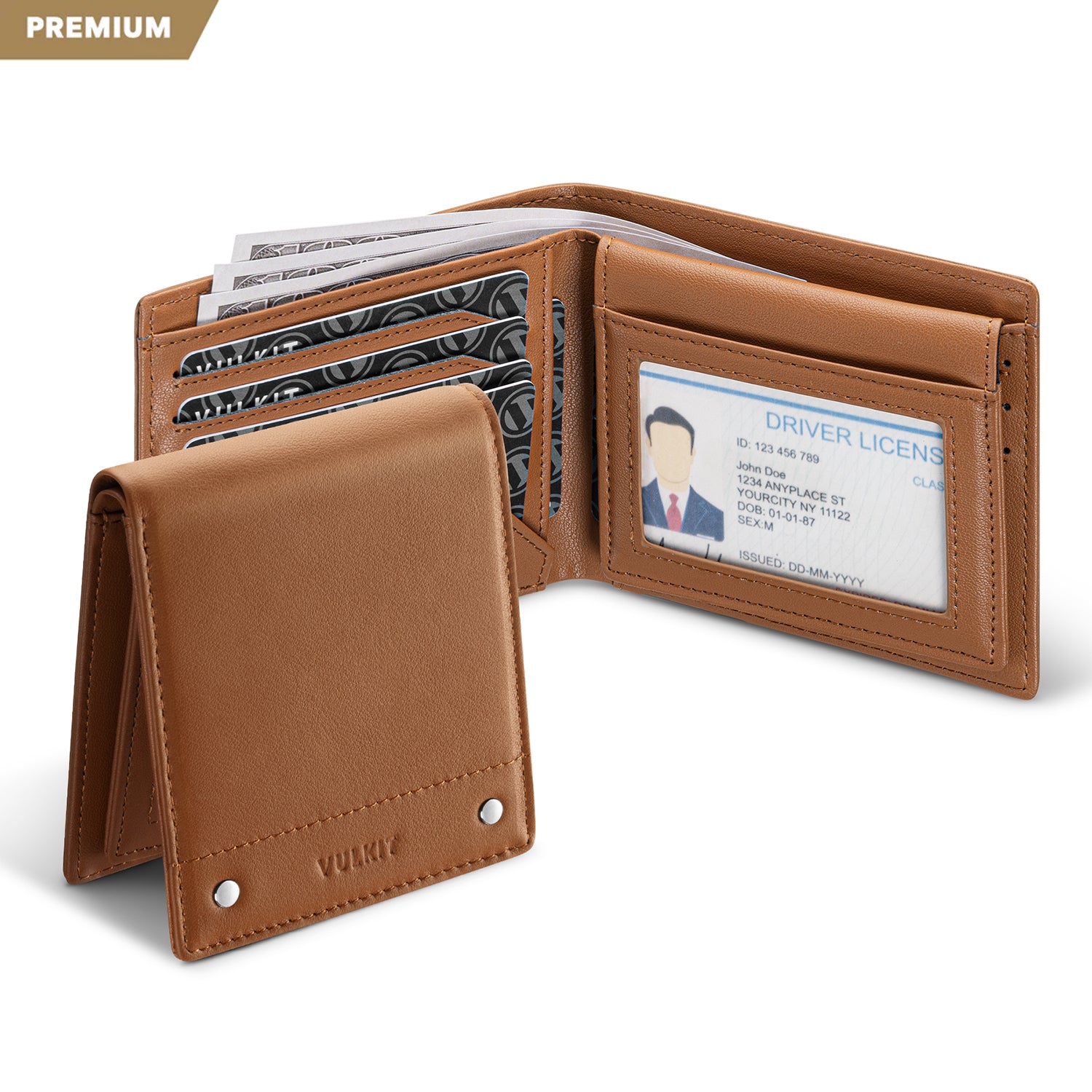 VW119P - Ultra-thin RFID Blocking Genuine Leather Bi-fold Wallet