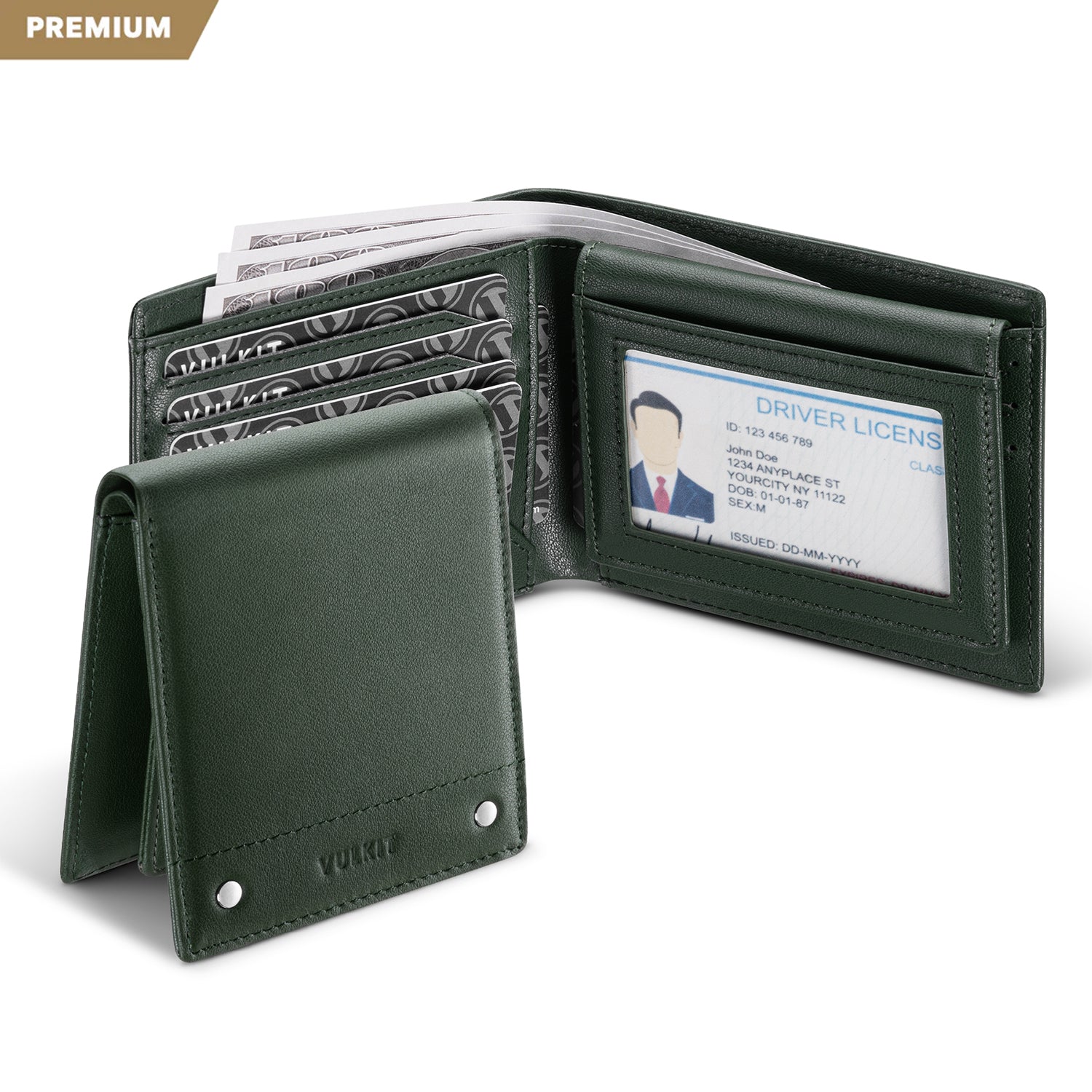 VW119P - Ultra-thin RFID Blocking Genuine Leather Bi-fold Wallet