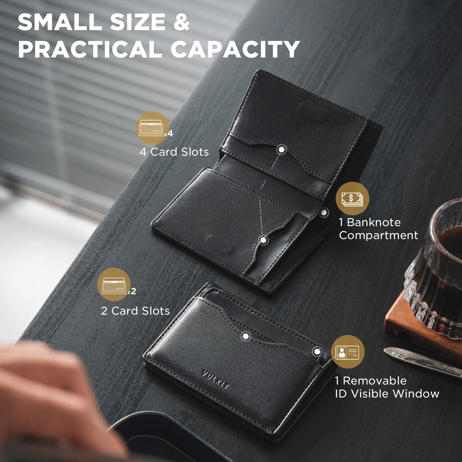 VW134 - Slim RFID Blocking Leather Card Holder with Magnetic Closure