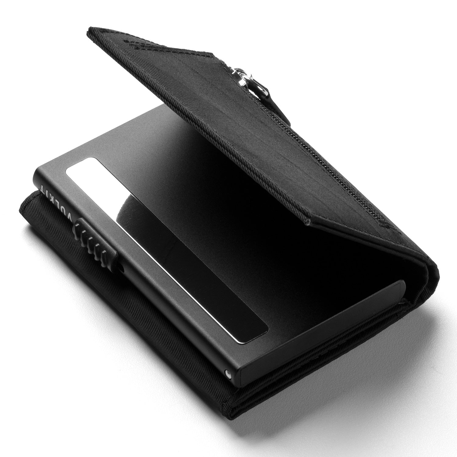 VC302F- Waterproof Fabic, Side Slider Mechanism, Back Zipper Slot, Magnetic Strip Closure Tri-fold Wallet