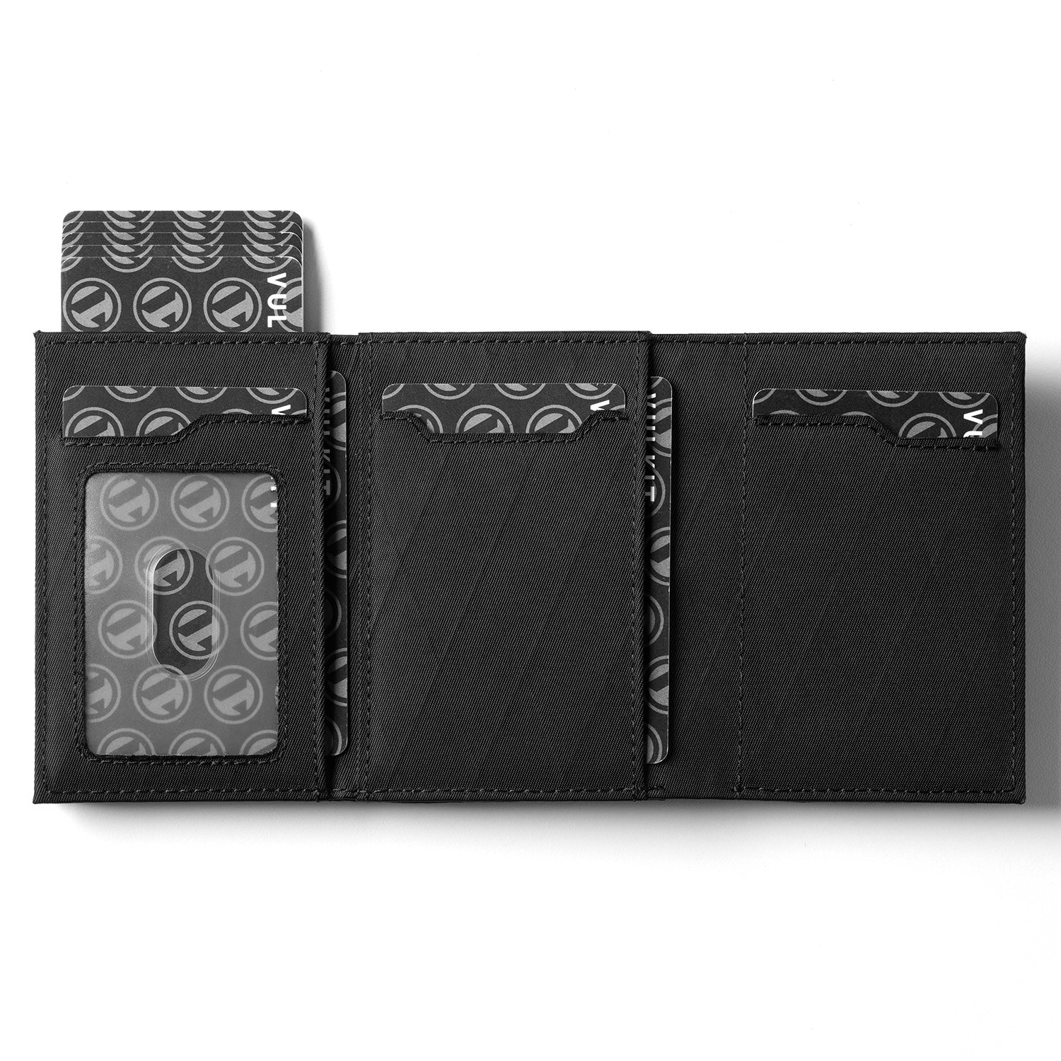 VC302F- Waterproof Fabic, Side Slider Mechanism, Back Zipper Slot, Magnetic Strip Closure Tri-fold Wallet