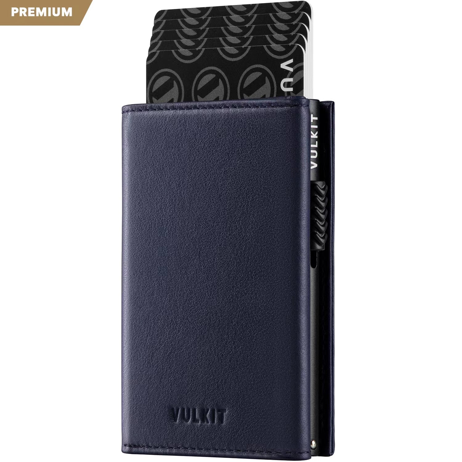 VC302P- Genuine Leather, Side Slider Mechanism, Back Zipper Slot, Magnetic Strip Closure Tri-fold Wallet