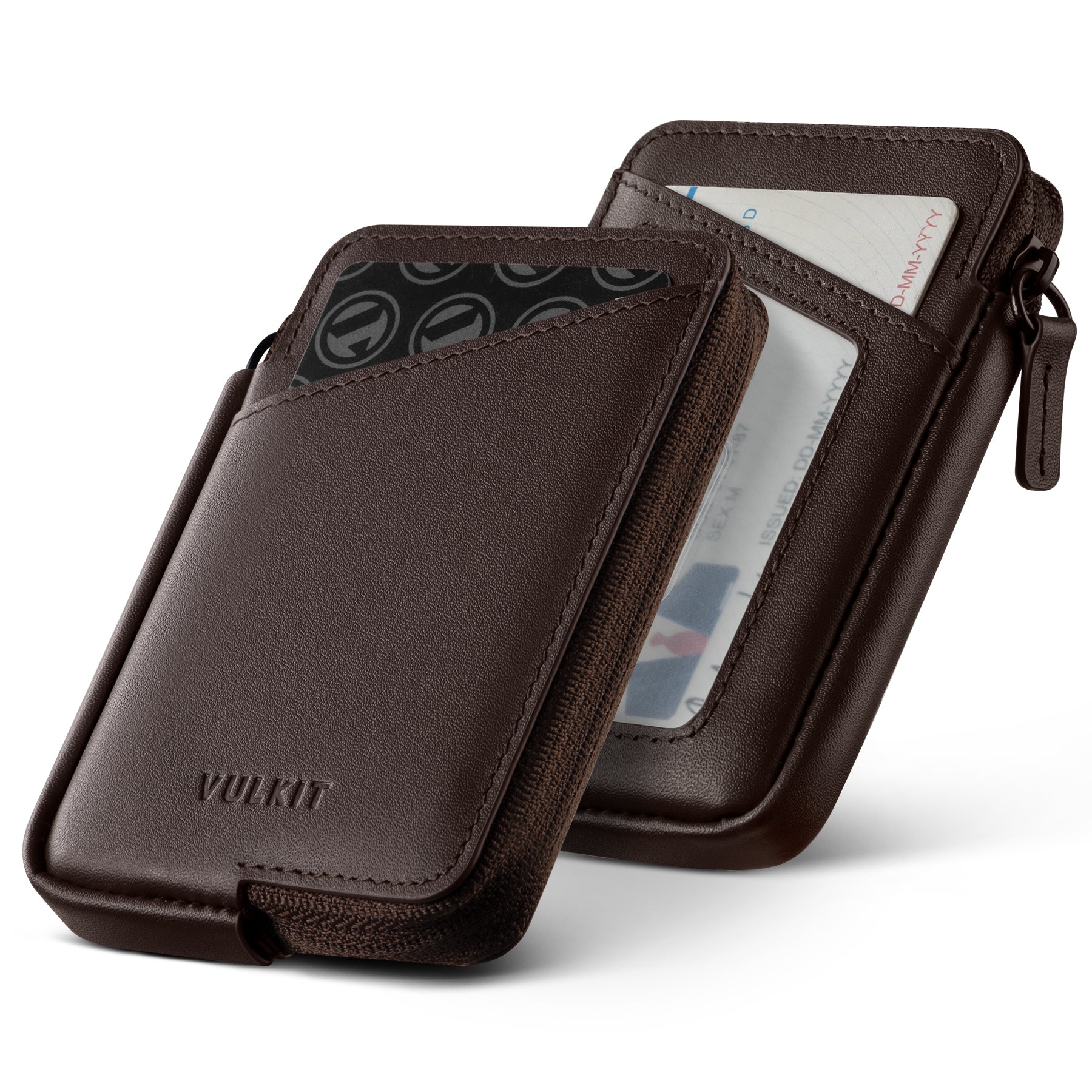 VW113 - スリムなRFIDブロッキングレザーカードホルダーウォレット、10枚以上のカードと折りたたんだ現金を収納可能 – VULKIT