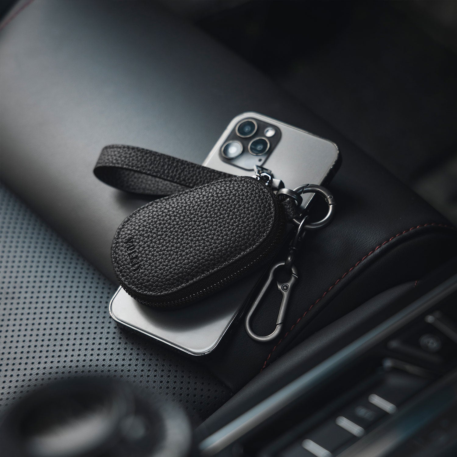 VKC101-Leather Universal Premium Key Chain Card Holder Key