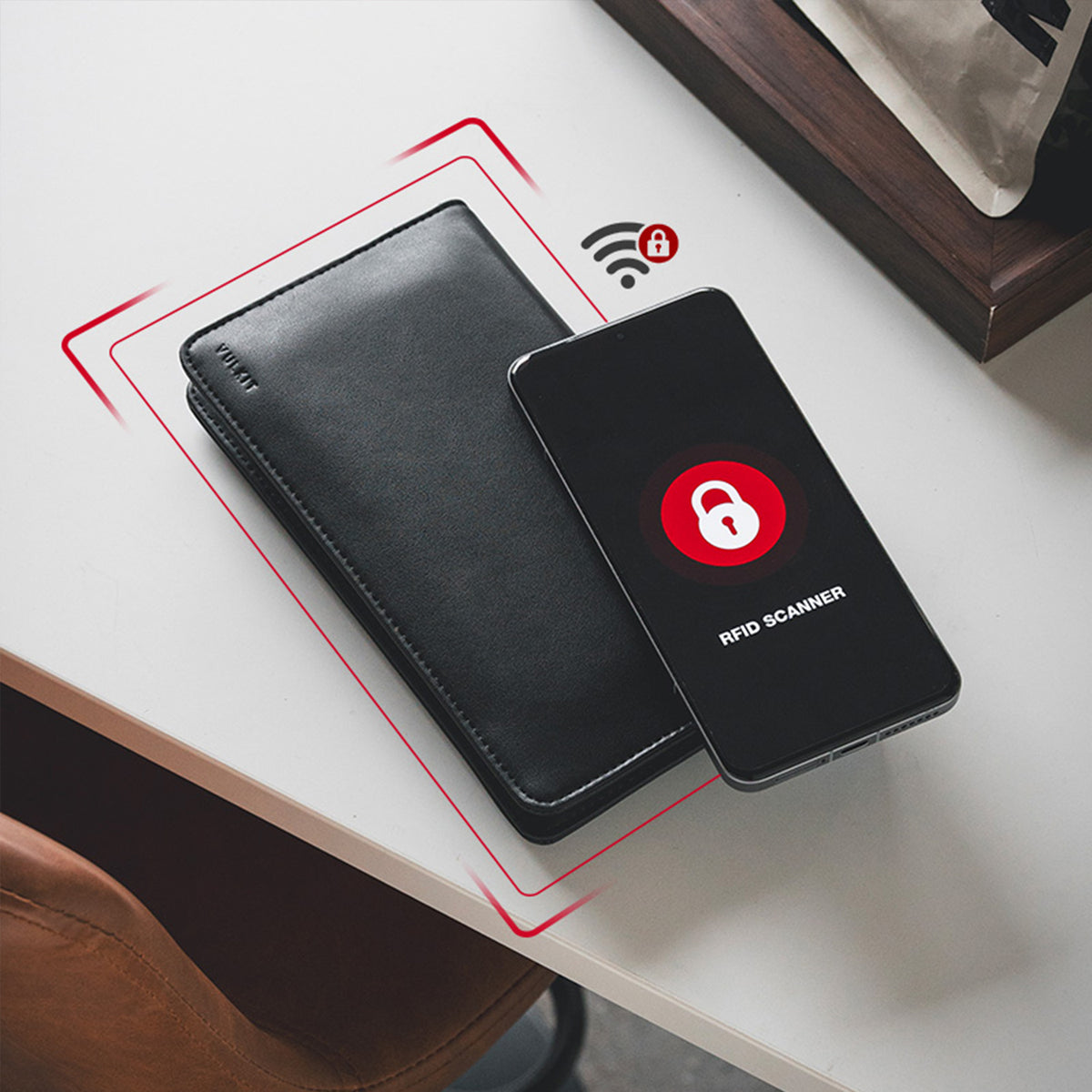 VB111-Anti-theft wallet for two phones, with storage for ID and cards