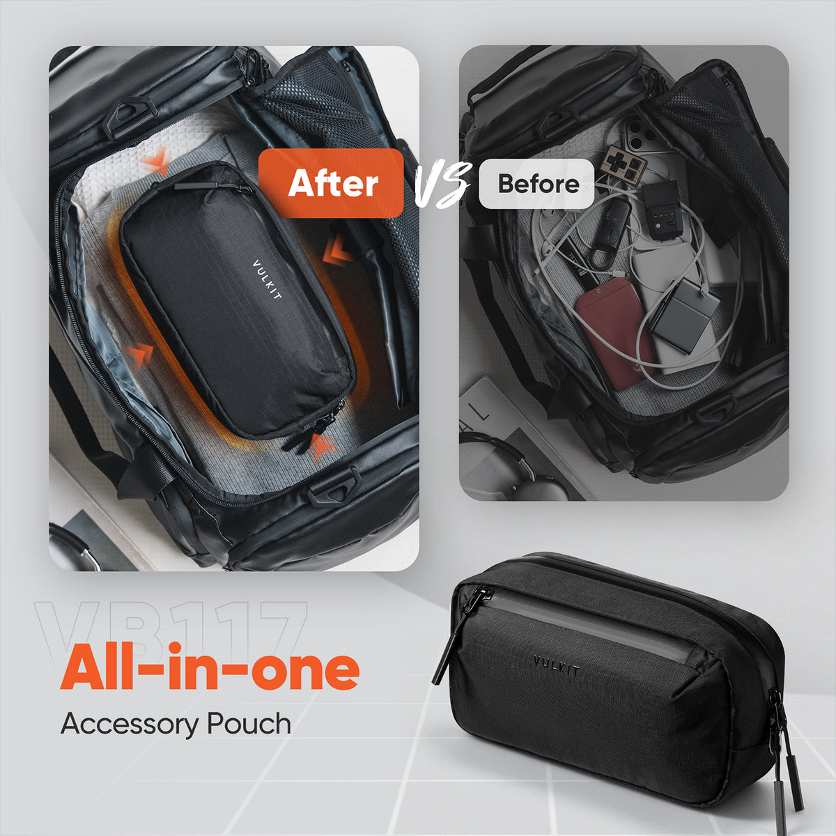 VB117 - Electronic Organizer Bag, Water Resistant & Scratch Resistant, Tech Pouch Storage Bag, Travel Essentials