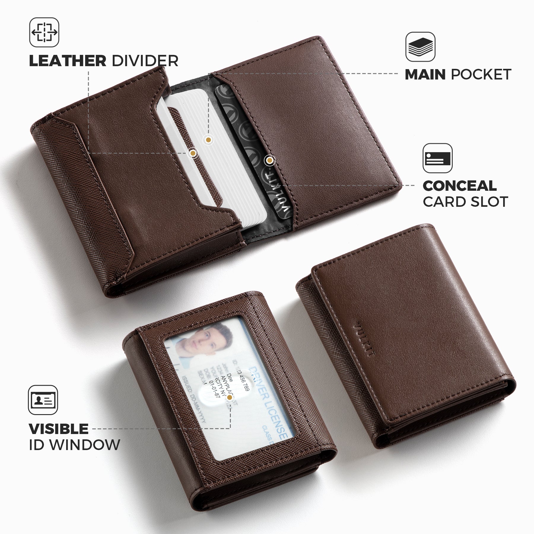 Leatherboss Expandable Credit Card & Money Holder – Brown Leather, Pocket Style, Unisex – Made In India