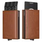 VC208-RFID Blocking Leather Card Wallet with ID Window and Banknote Compartment