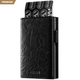 VC302P- Genuine Leather, Side Slider Mechanism, Back Zipper Slot, Magnetic Strip Closure Tri-fold Wallet