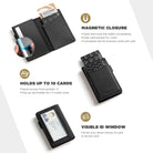 VC315P - Minimalist Top Grain Leather Wallet with ID Window, RFID Blocking, Pop Up Card Holder & Magnetic Closure