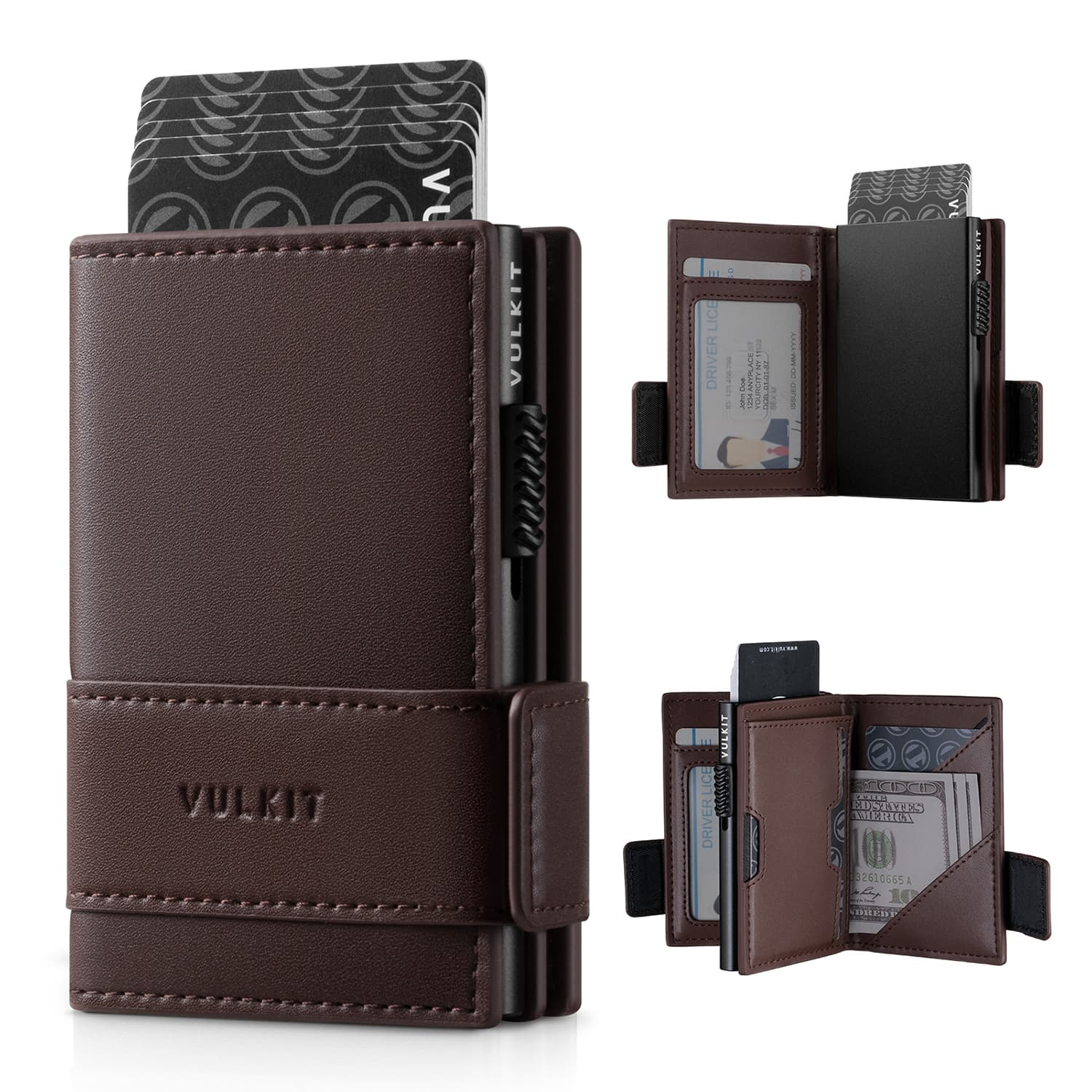 VC317-RFID Blocking Leather Bifold Wallet for Men with ID Window & Zipper Coin Pocket