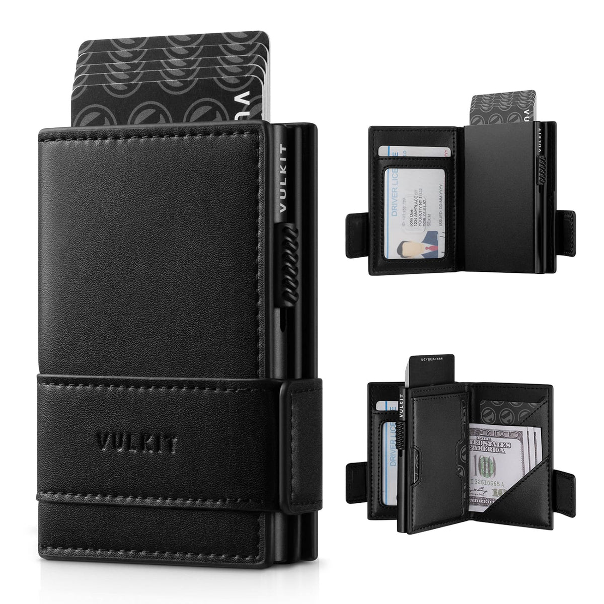 VC317 RFID Blocking Leather Bifold Wallet For Men, Id Window & Zipper Coin Pocket