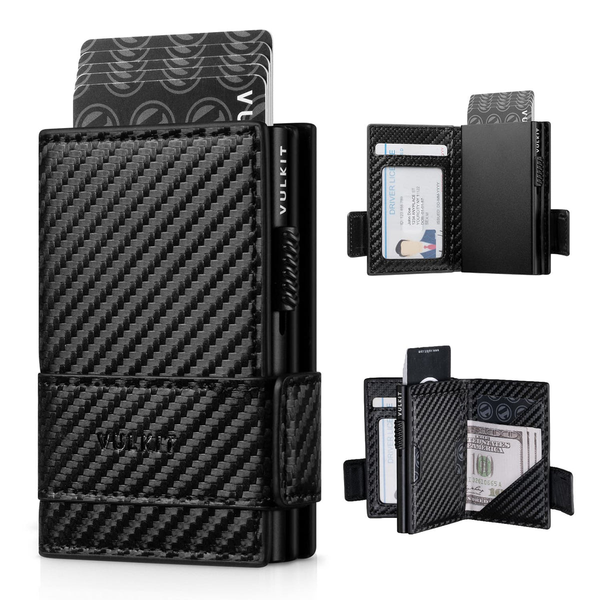 VC317 RFID Blocking Leather Bifold Wallet For Men, Id Window & Zipper Coin Pocket