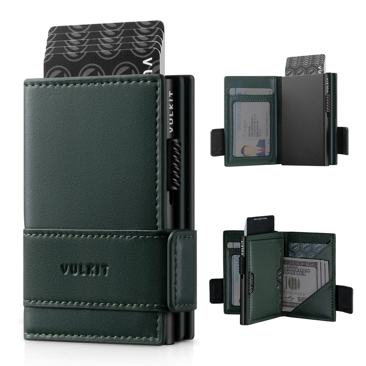 VC317 RFID Blocking Leather Bifold Wallet For Men, Id Window & Zipper Coin Pocket