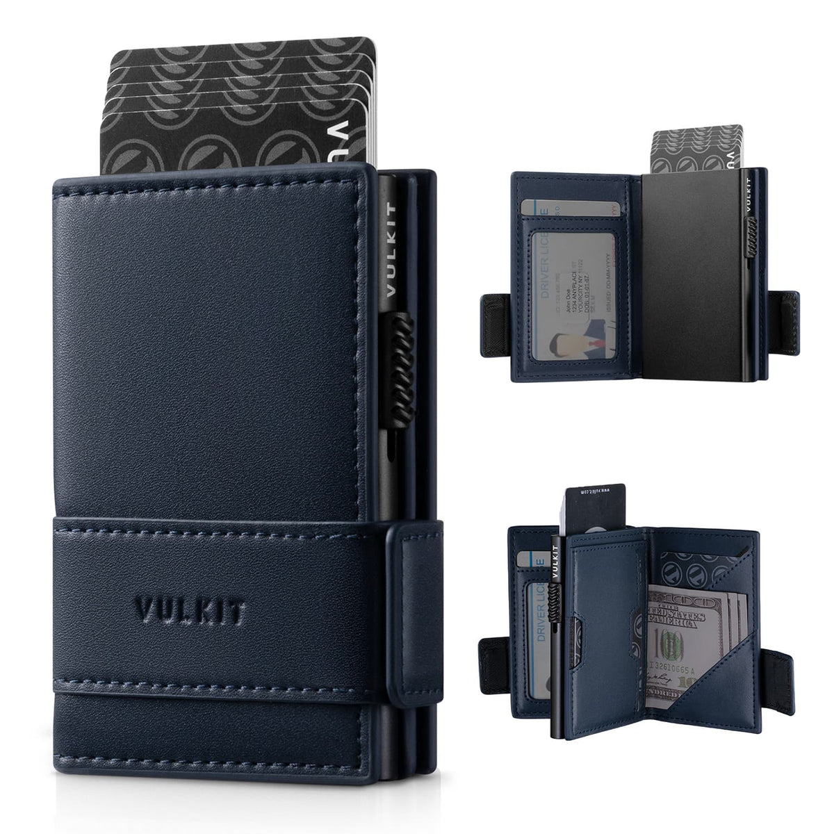 VC317 RFID Blocking Leather Bifold Wallet For Men, Id Window & Zipper Coin Pocket