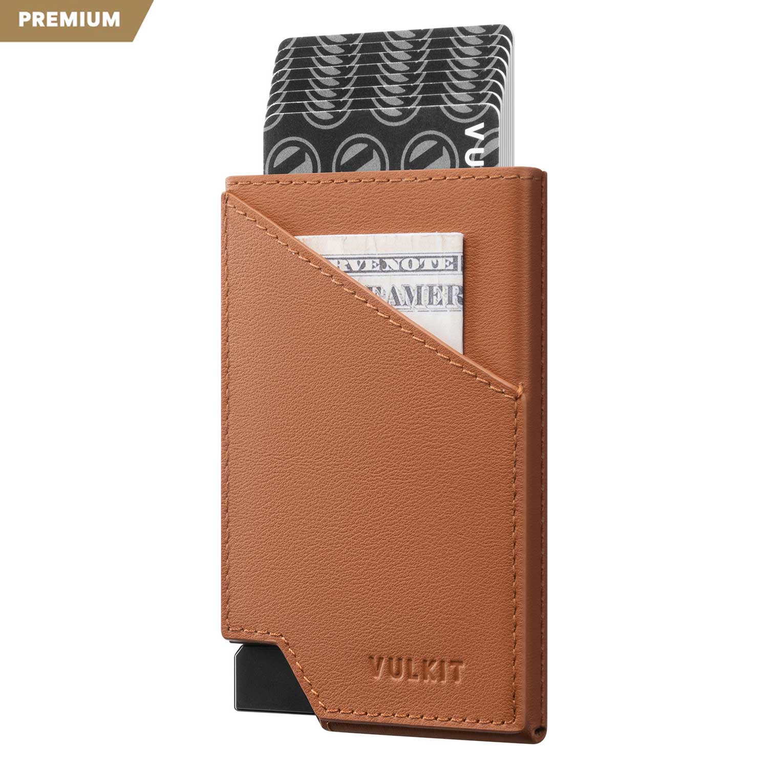 VC401P - RFID Blocking Genuine Leather Pop-Up Card Wallet – VULKIT