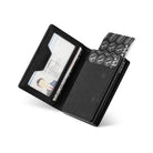 VC502 - Card Holder with Card Ejector, RFID Blocking, Zipper Coin Pocket, ID Window, and Magnetic Closure