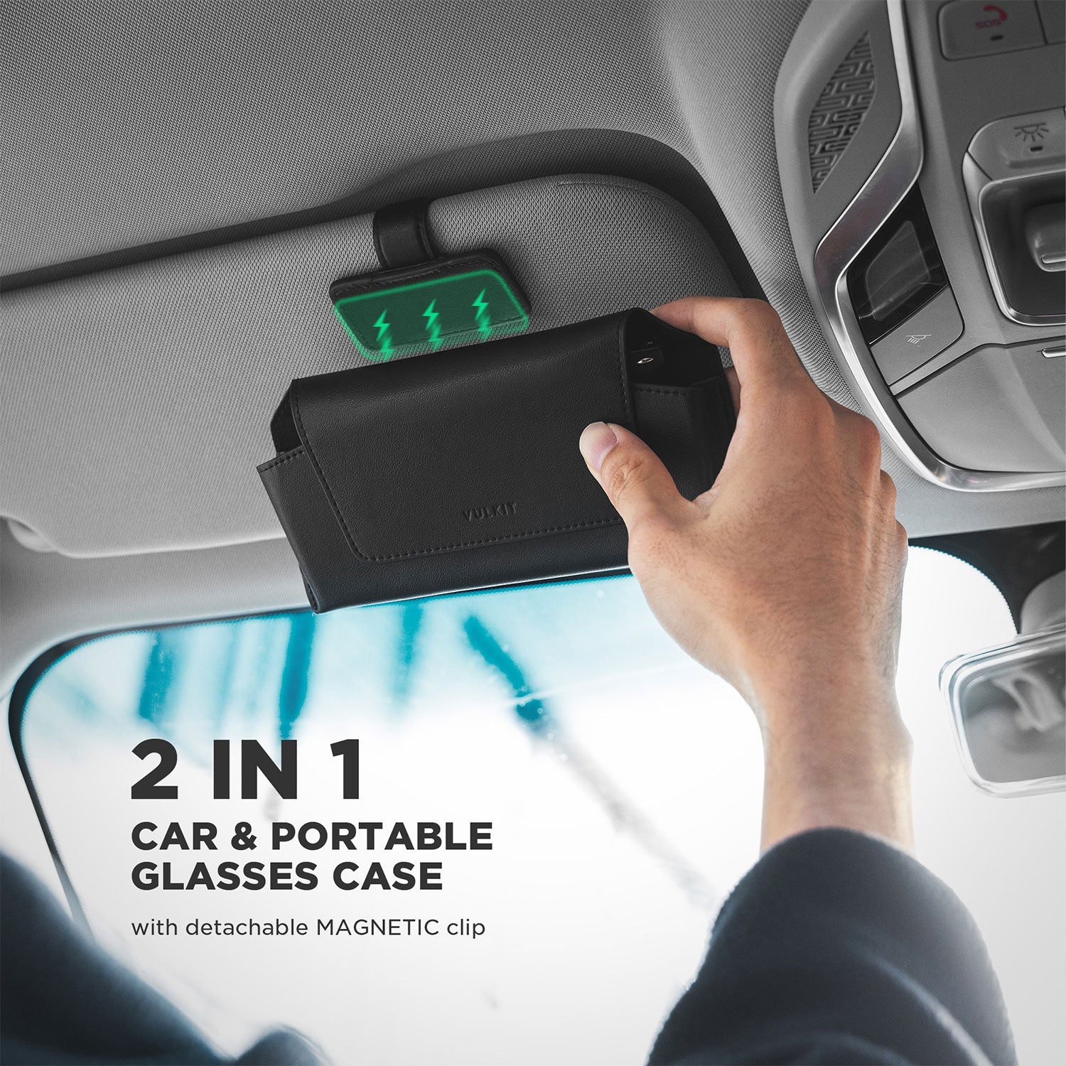 VGP103 - Leather Car Sun Visor Sunglass Holder with Detachable