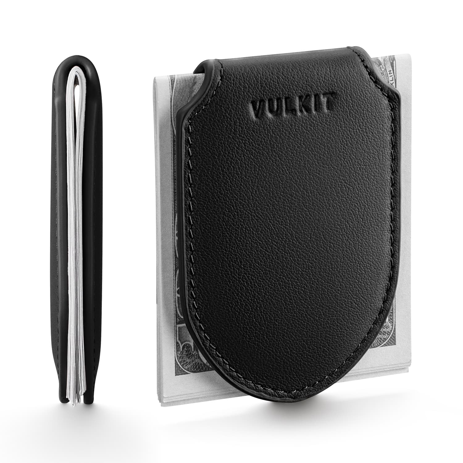VMC103P - Genuine Leather  Magnetic Money Clip, Minimalist Design, Holds Up to 20 Cash